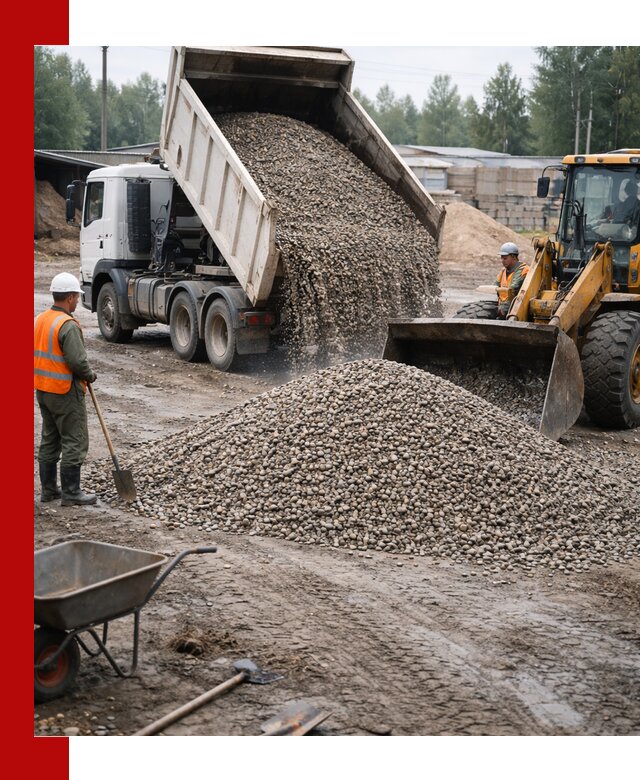 Мытый гравий с доставкой в Химках от карьера до участка