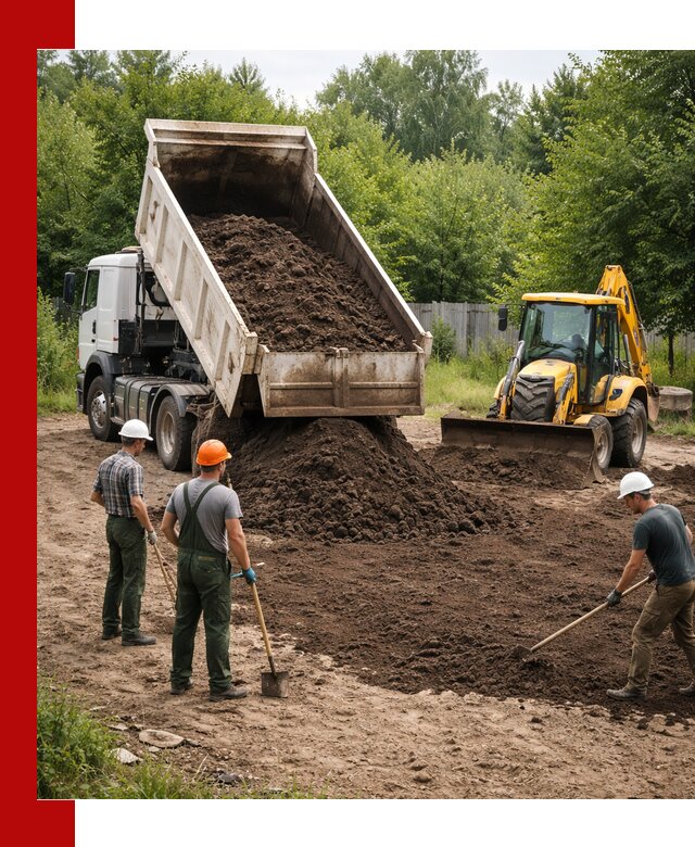 Доставка и укладка грунта для выравнивания участка в Химках