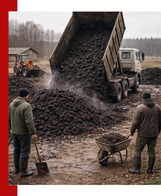 Доставка низинного торфа с разгрузкой и доставкой в Химках