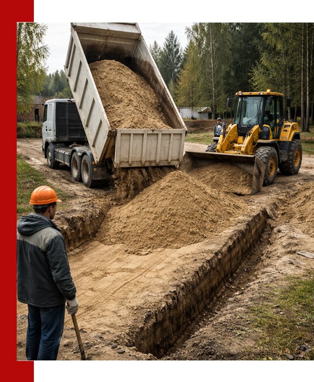 Доставка песчаного грунта в Химках для строительных работ