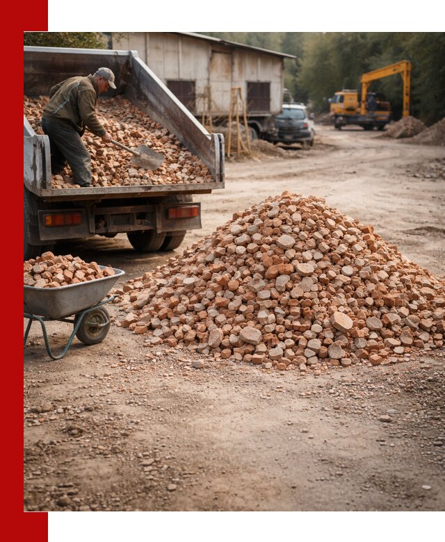 Доставка и подушка из боя кирпича с разгрузкой в Химках