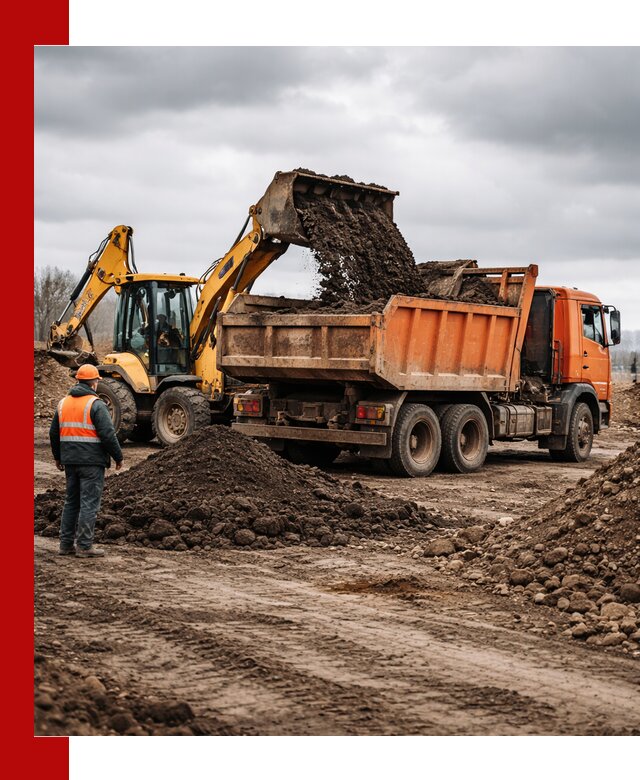 Вывоз грунта и строительного мусора в Химках грузовыми самосвалами